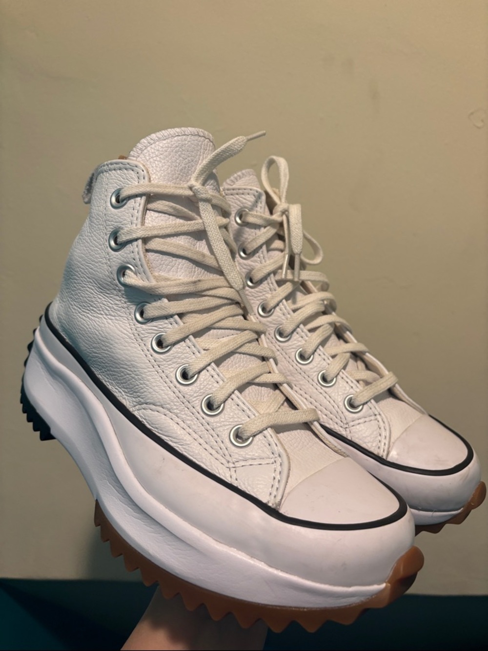White High-Top Platform Sneakers with Chunky Lug Sole